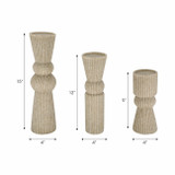 EV21452#S/3 9/12/15" Flowood Brown Quartz Resin Candlestic