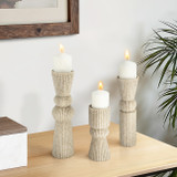 EV21452#S/3 9/12/15" Flowood Brown Quartz Resin Candlestic