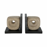 EV21453#S/2 6" Flowood Brown Quartz Resin Bookends