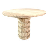 EV21782#42" Turin Travertine Stone Foyer Table 2bxs