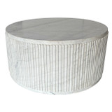 EV21784#36" Entice White Marble Fluted Coffee Table
