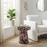 EV21894#19" Platar Dapple Art Glass Table, Brown