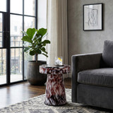 EV21894#19" Platar Dapple Art Glass Table, Brown