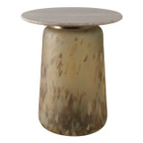 EV21899-02#21" Madryn Short Art Table W/travertine Top, Green