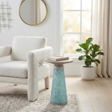 EV21900-01#20" Rawson Art Glass Table W/wood Top, Brown/green