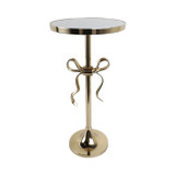 EV21952#24" York Gold Bow Table With Marble Tabletop, Kd