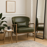 EV22004#33" Haven Green Top Grain Leather And Wood Accent 