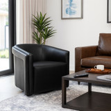 EV22006#31" Valencia Black Top Grain Leather Swivel Chair