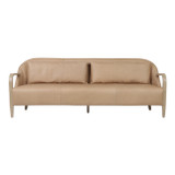 EV22010#87" Krestlin Taupe Top Grain Leather And Wood Sofa