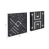 EV22050#S/2 20x20 Wood Valencia Wall Art, Black/cream