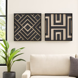 EV22050#S/2 20x20 Wood Valencia Wall Art, Black/cream