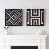 EV22050#S/2 20x20 Wood Valencia Wall Art, Black/cream