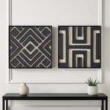 EV22050#S/2 20x20 Wood Valencia Wall Art, Black/cream
