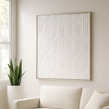 EV22051#40x40 Wood Venna Plaster Wall Decor, White