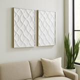 EV22052#S/2 22x40 Wood Maisey Plaster Wall Decor, White