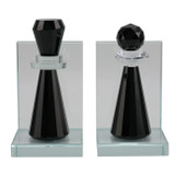 EV22087#S/2 7" Raina Crystal Chess Piece Bookends