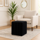EV22090#19" Rayne Black Suede Ottoman Stool