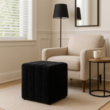 EV22090#19" Rayne Black Suede Ottoman Stool