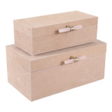 EV22092#S/2 12/14" Halofax Tan Suede Selenite Hardware Box