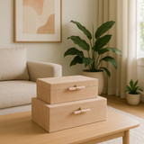 EV22092#S/2 12/14" Halofax Tan Suede Selenite Hardware Box