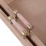 EV22093#S/2 17/20halofax Tan Suede Selenite Hardware Trays
