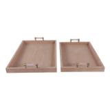 EV22093#S/2 17/20halofax Tan Suede Selenite Hardware Trays