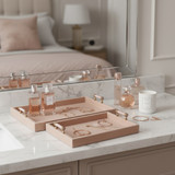 EV22093#S/2 17/20halofax Tan Suede Selenite Hardware Trays