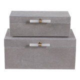 EV22100#S/2 12/14"avea Gray Suede/moonstone Hardware Boxes