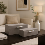 EV22100#S/2 12/14"avea Gray Suede/moonstone Hardware Boxes