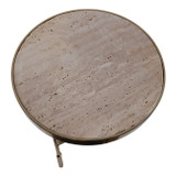 EV22229#22" Chino Travertine Top Accent Table, White