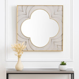 EV22240#35x35" Havasu Wood And Brass Wall Mirror
