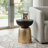 EV22268#18" Tusayan Black And Gold Accent Table