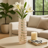 EV22272-01#12" Westerly Small Carved Glass Vase, Ivory