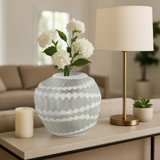 EV22273-01#12" Warwick Small White Carved Glass Vase