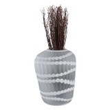 EV22273-02#13" Warwick Large White Carved Glass Vase