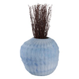 EV22274-01#12" Warwick Small Blue Carved Glass Vase