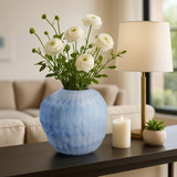 EV22274-01#12" Warwick Small Blue Carved Glass Vase