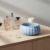 EV22275#12" Warwick Blue Carved Glass Bowl