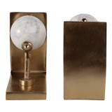 EV22287#S/2 11" Henrico Marble Globe Bookends, Gold