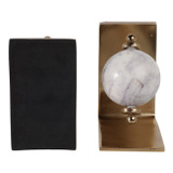 EV22287#S/2 11" Henrico Marble Globe Bookends, Gold