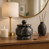 EV22729-01#5" Rennalt Small Carved Marble Jar