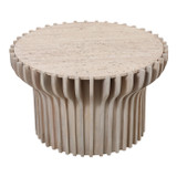 EV22735-02#30" Grenoble Wood And Travertine Coffee Table, Whi