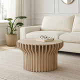 EV22735-02#30" Grenoble Wood And Travertine Coffee Table, Whi