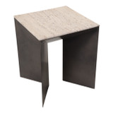 EV22740-01#25" Besancon Metal And Travertine Accent Table