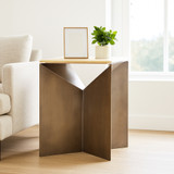 EV22740-01#25" Besancon Metal And Travertine Accent Table
