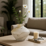 EV22774-01#10" Tirzah Small Cream Glass Vase