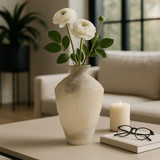 EV22774-02#15" Tirzah Large Cream Glass Vase