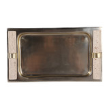 EV22958-01#16x9" Collassa Travertine And Metal Tray, Sil