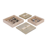 EV22962-01#S/2 8/10" Collassa Travertine And Metal Boxes, Gol