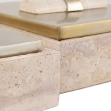 EV22962-01#S/2 8/10" Collassa Travertine And Metal Boxes, Gol